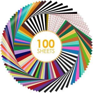 Permanent Vinyl for Cutting Machine-100 Pack 12 "x12 Adhesive Vinyl Sheets Set